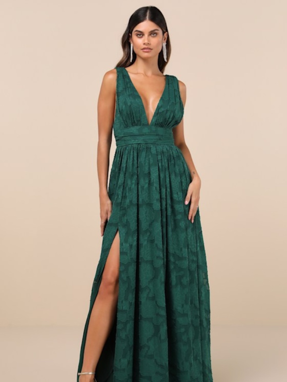 Lulus Sweet Sophistication Green Burnout Floral Maxi Dress - Size S